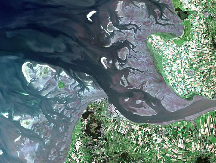 Sentinel 2 satellite image of the Elbe estuary